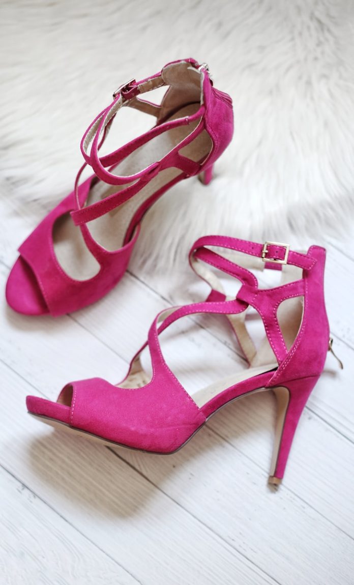 a pair of pink high heels